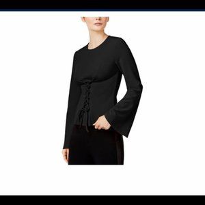 Bar III Womens Bell Sleeves Crewneck Corset Top